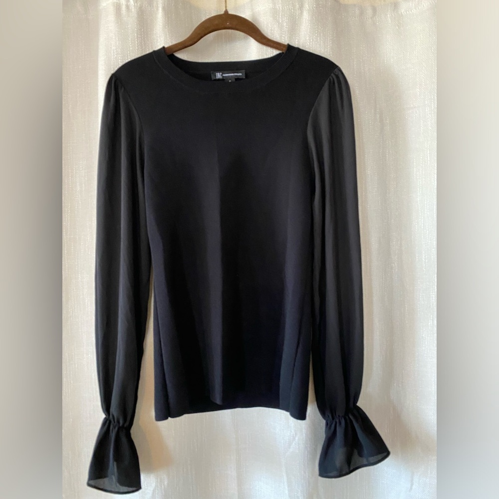 INC International Concepts Black Long Sleeve Blouse